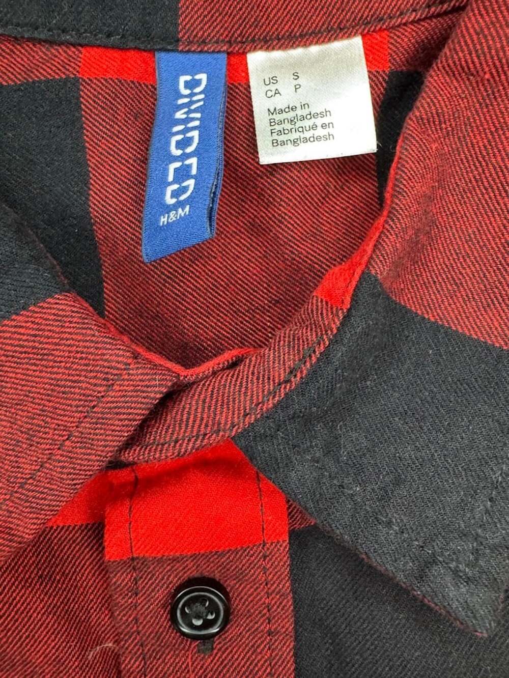 Red Black Buffalo Plaid Flannel Button Up Shirt Long Sleeve Small - Picture 2 of 4